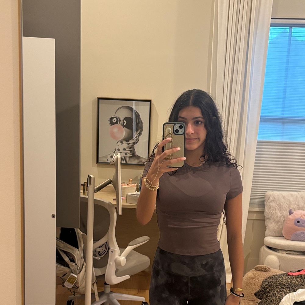Women's Short Sleeve Brown Top